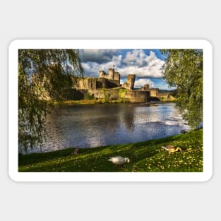 Late Afternoon At Caerphilly Castle Sticker